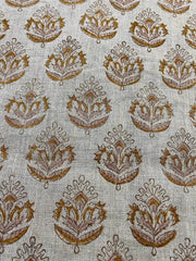 Bramble Block Print Handloom Linen Fabric