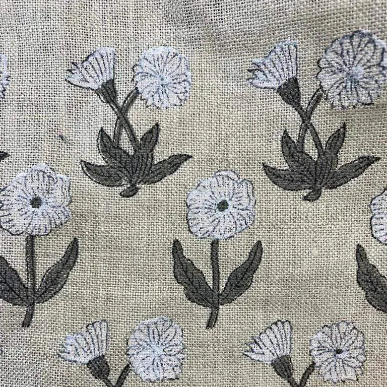 Wrylor Floral Block Print Linen Fabric