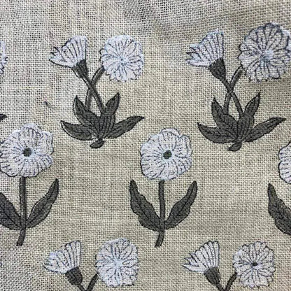 Wrylor Floral Block Print Linen Fabric