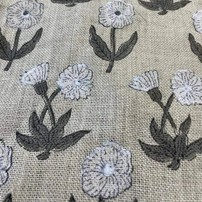 Wrylor Floral Block Print Linen Fabric