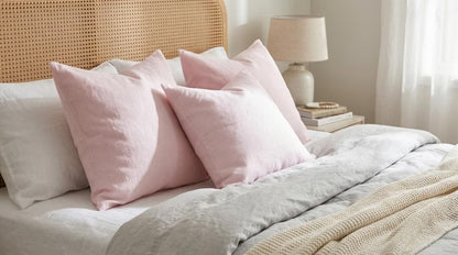 Anor Light Pink  Solid Linen Pillow Cover