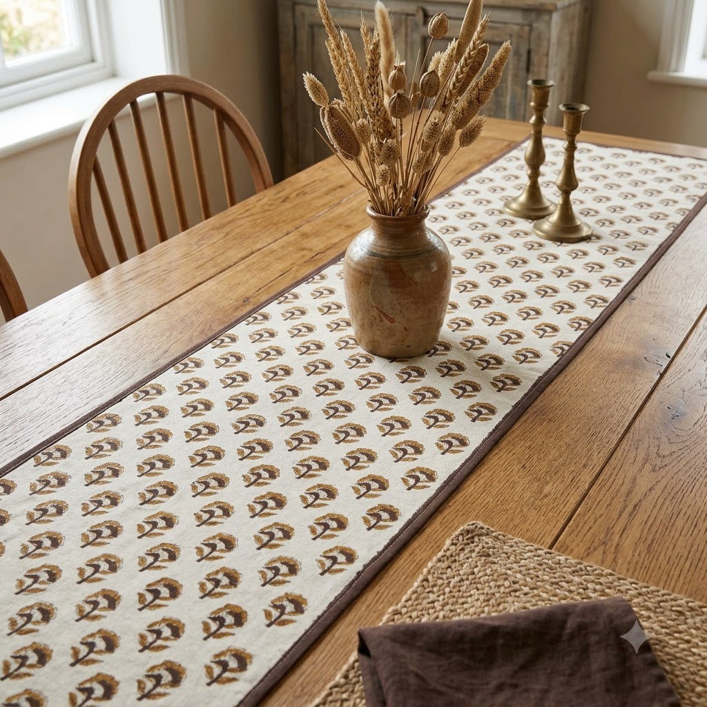 Orvat Chocolate Cotton Table Runner