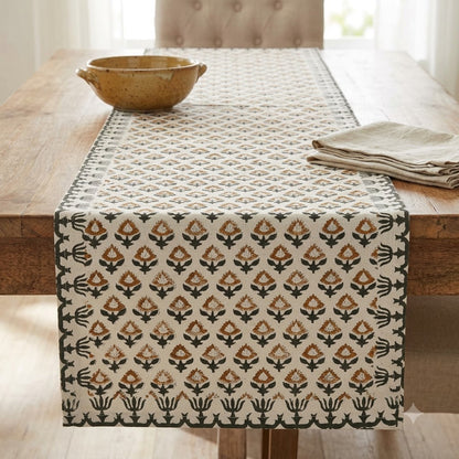 Nevin Beige Cotton Table Runner