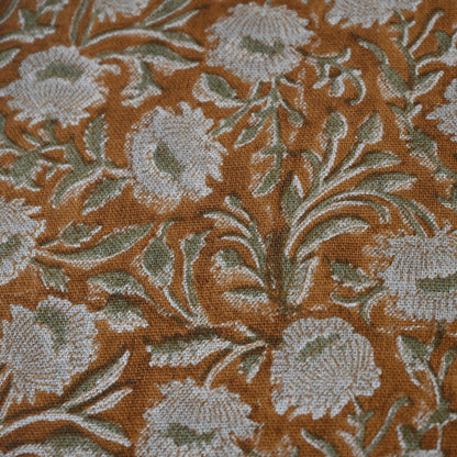 Elise Warm Linen Block Print Pillow Cover