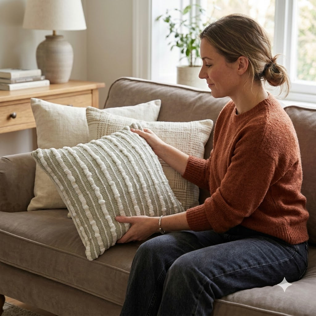 Quentin Sage Textured Cushion  Cover