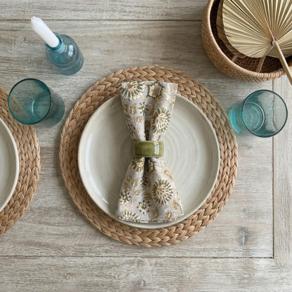 Slate Botanical Cotton Dinner Napkin