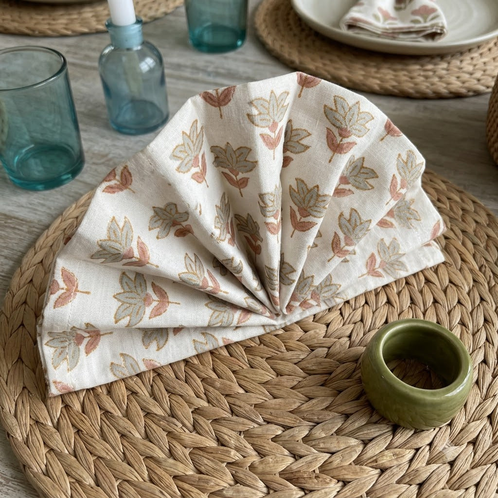 Minimal Floral Booti Dinner Napkin
