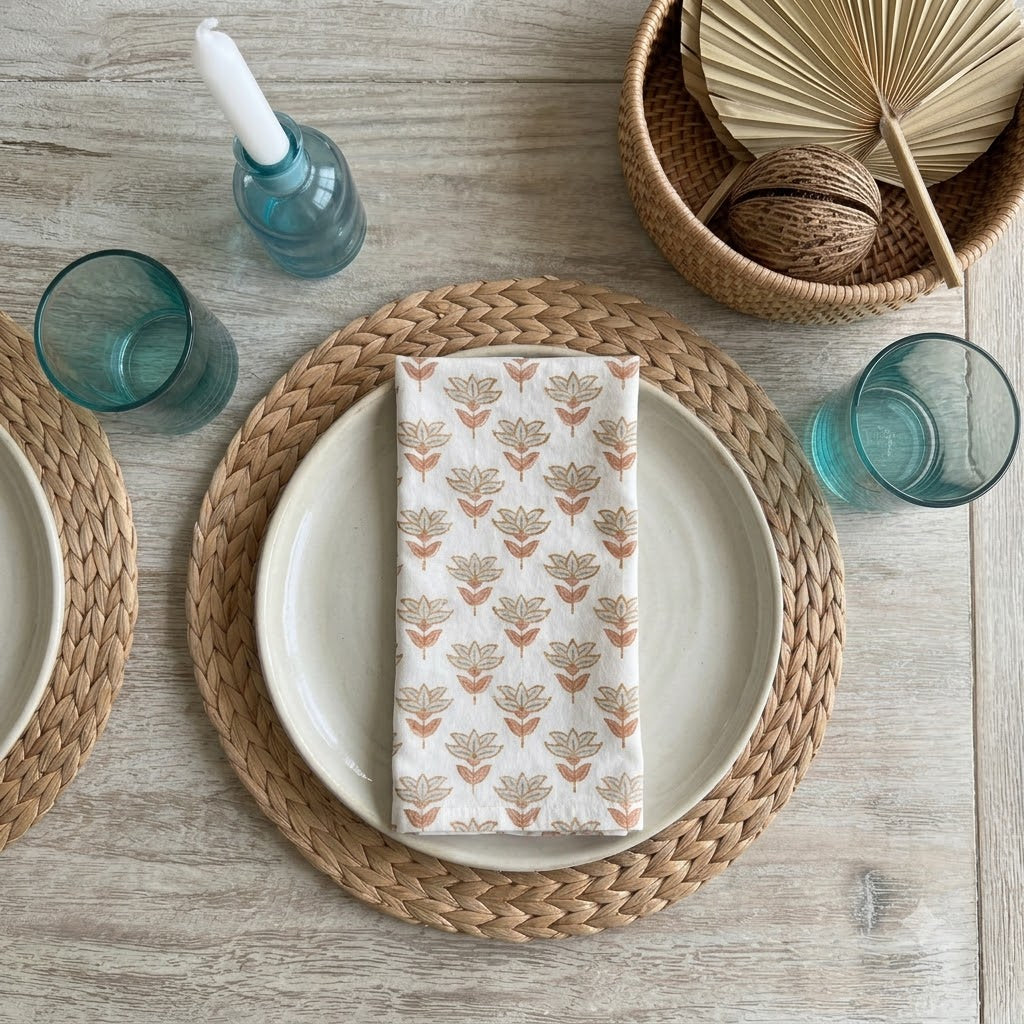 Minimal Floral Booti Dinner Napkin