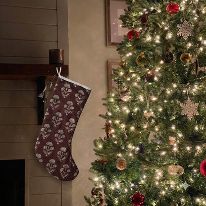 Burgundy Cypress Floral Stocking