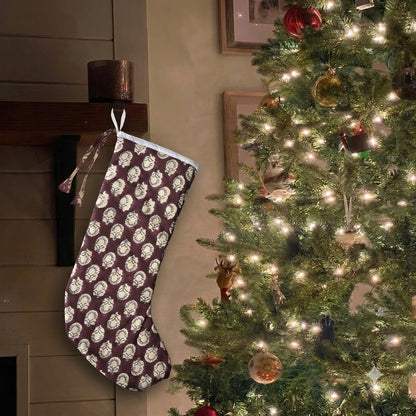 Burgundy Scallop Motif Cotton Stocking
