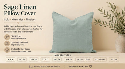 Nalo Gray solid Linen  Pillow Cover
