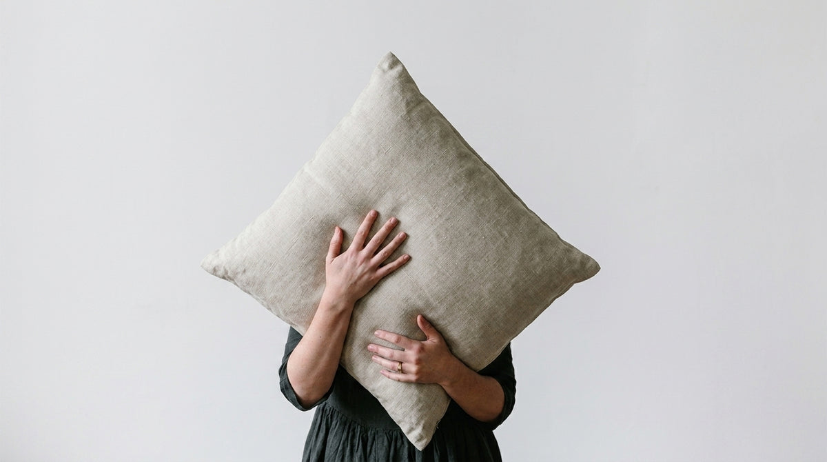 Arom Oatmeal solid Linen  Pillow Cover