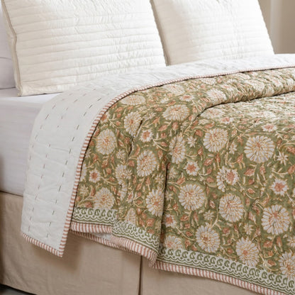Gavin Floral Hand Block Printed Quilt