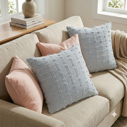 Reid Blue Fringe Cushion Cover