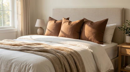 Nadoj Brown solid Linen Pillow Cover