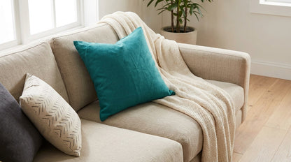 Aira Teal solid Linen Pillow Cover