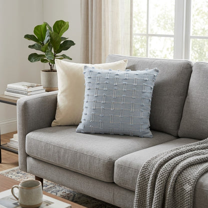 Reid Blue Fringe Cushion Cover