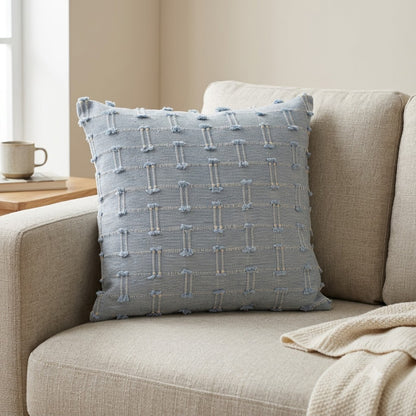 Reid Blue Fringe Cushion Cover