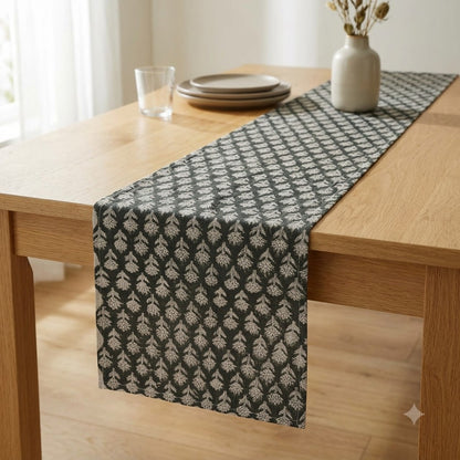 Arova Charcoal Cotton Table Runner