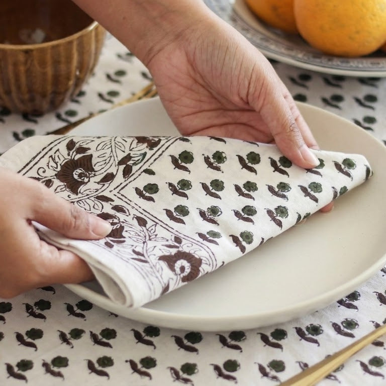 Espresso Floral Trail Cloth Napkin
