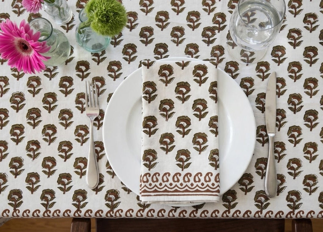 Chestnut Floral Paisley Dinner Napkin
