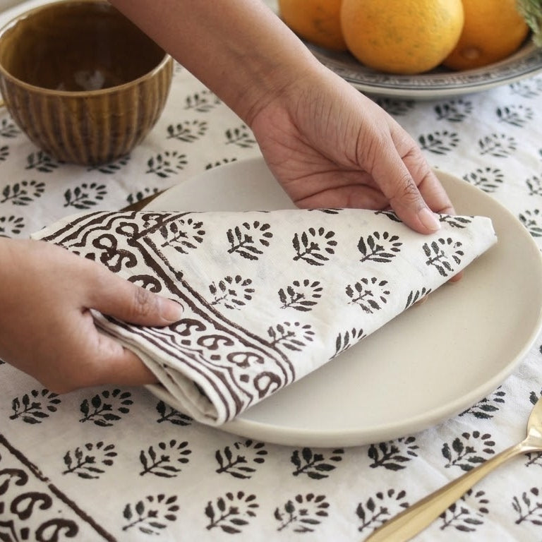 Blackish Brown Motif Dinner Napkin