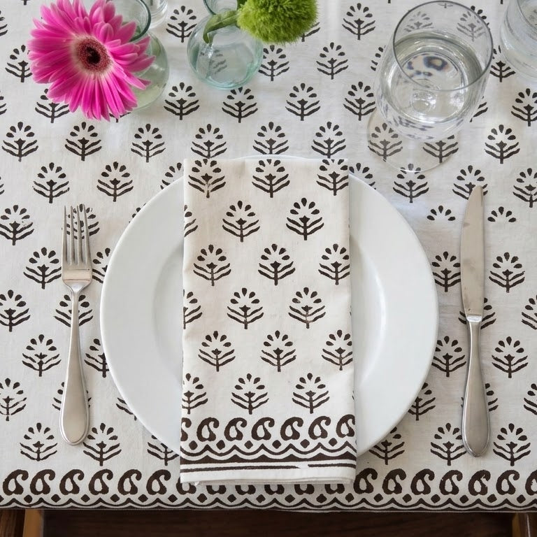 Blackish Brown Motif Dinner Napkin
