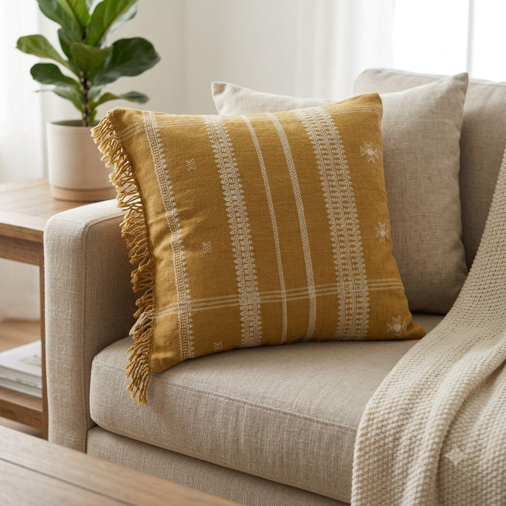 Easton Mustard Handloom Cushion